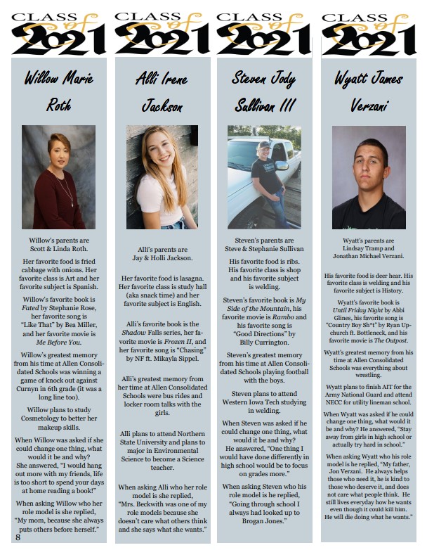 Allen Consolidated Schools - Class of 2021 - Senior Spotlights